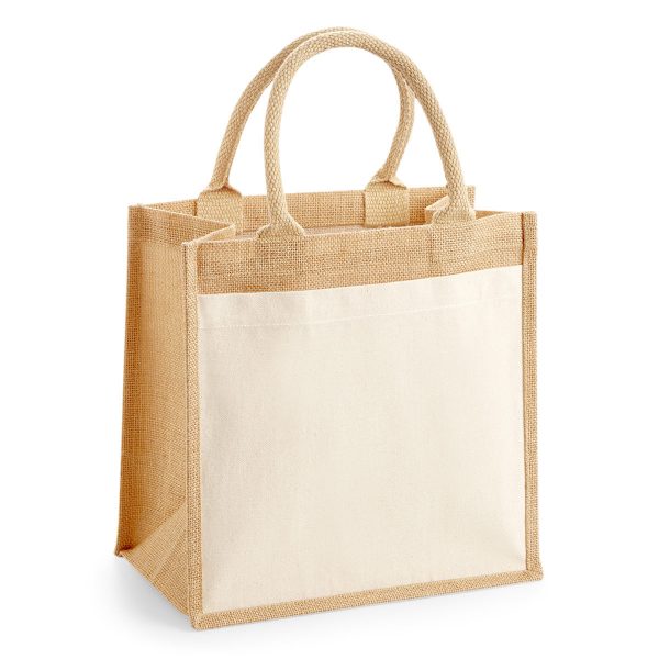 Westford Mill Cotton Pocket Jute Midi Tasche - W426 Juttetasche – Bild 4