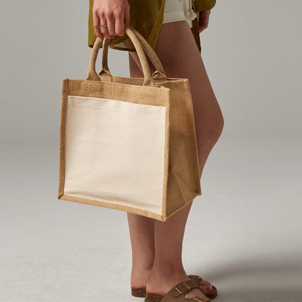 Westford Mill Cotton Pocket Jute Midi Tasche - W426 Juttetasche – Bild 3